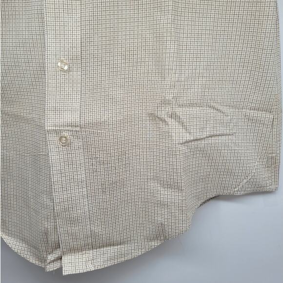 Manhattan 70s Beige Brown Check Woven Shirt Retro Button‑Up Vintage Casual - Picture 8 of 14